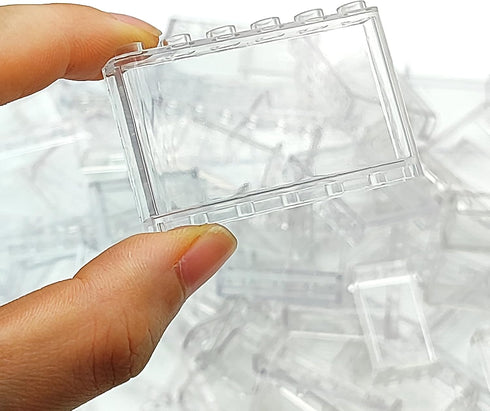 ZHX 72PCS Clear Transparent Window House Building Brick Toy - Classic Flat Plates Pieces Compatible with Major Brands