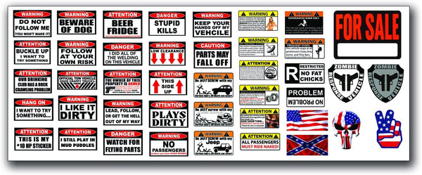 215 Decals, Graphics, Skins & Stickers Remote Control RC R/C Car Truck Body Graphics for Sale Warning Decal