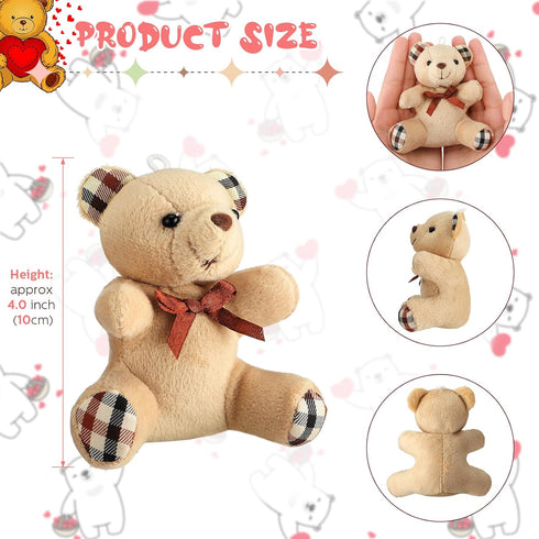 Junkin 48 Pcs Mini Bear Stuffed Animal, 4 Inch Tiny Bear Dolls for DIY Keychain Party Favor Wedding Decor