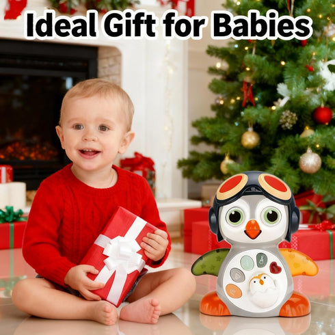 Tummy 6-18 Crawling Penguin Baby Toy with Music & Lights, Interactive Time Toy for Infants Months, Early Development