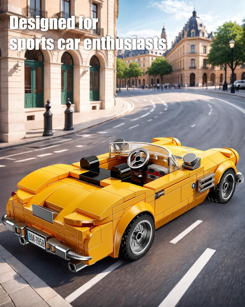 TYCOLE Set 8-12(313Pcs) Sports Cars Building Blocks with Display Case, Retro Race Car Building Toys, Collectible Model