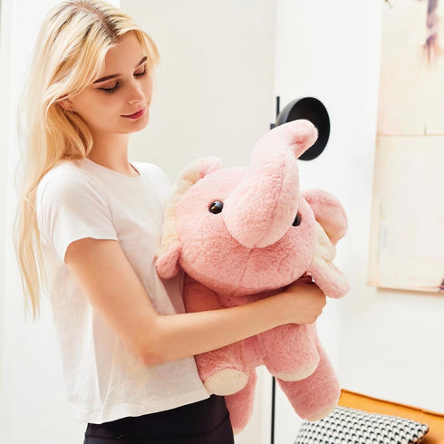 uoozii 24" 5 | Pounds Pink Elephant Weighted Stuffed Animals with Unscented Microwavable Heating Pad, Cute Coolable