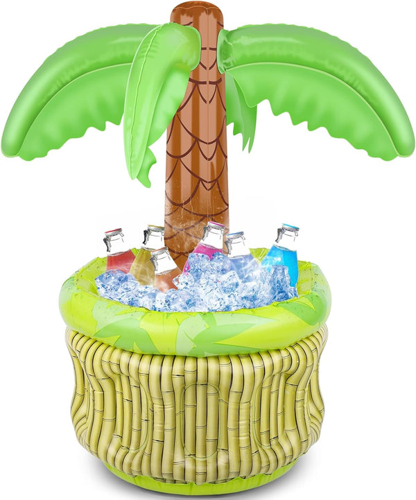 FUTUREPLUSX Inflatable Palm Tree Cooler, Drink Holder for Pool & Hawaiian Party Decorations