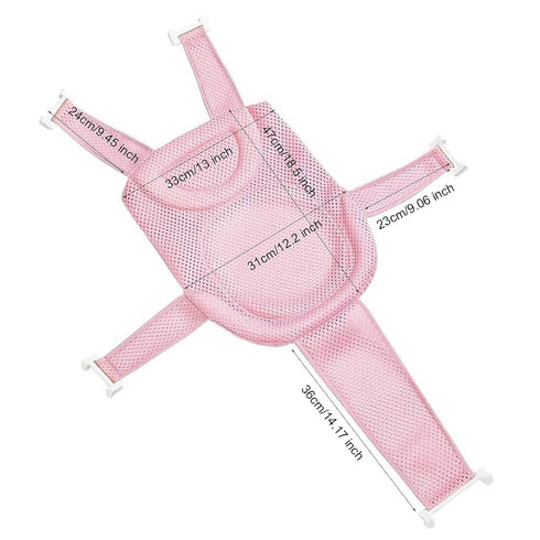 Universal Baby Bath Seat Support Net with Soft Headrest, Breathable Mesh for 0-18 Months Infant