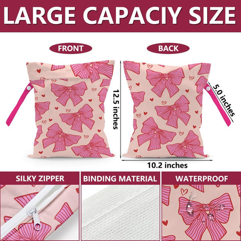 Generic Pin Bow Wet Bag Reusable Wet Dry Bags for Travel, Beach, Pool, Swim, Bathing, Waterproof Bag for Swimsuits