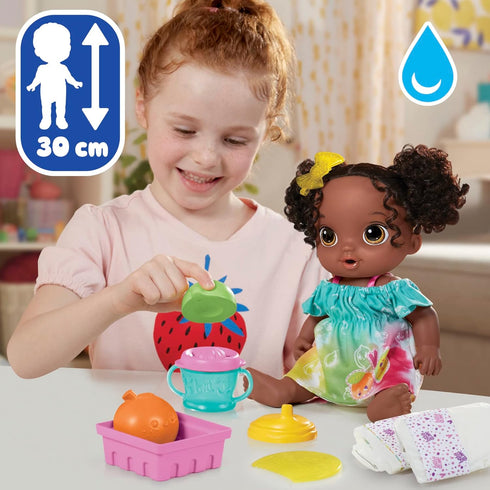 Baby Alive Fruity Sips Doll, Lime, 12-inch Baby Doll Set with Drinks & Wets, Pretend Juicer for Kids