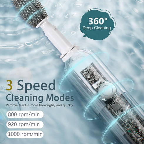 Cleaner,7in1 90Folding Zooawa Electric Baby Bottle Brush Travel kit with Rechargeable Elctric Bottle Cleaner & Drainage