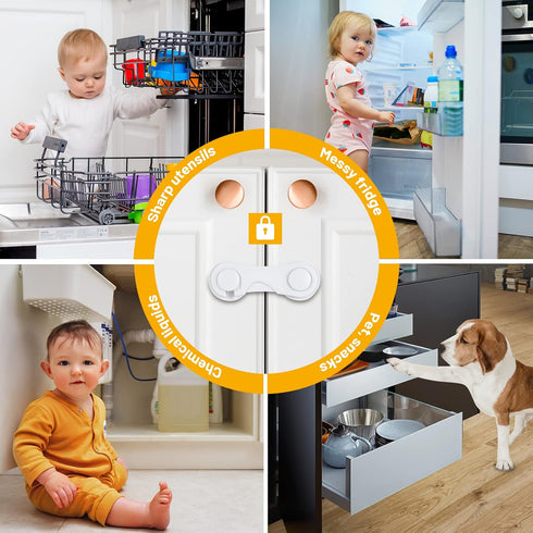 TRILINK 6 Pack, Cabinet Locks for Babies Baby Proofing Baby Safety Locks, Child Locks for Cabinets, Fridge Locks