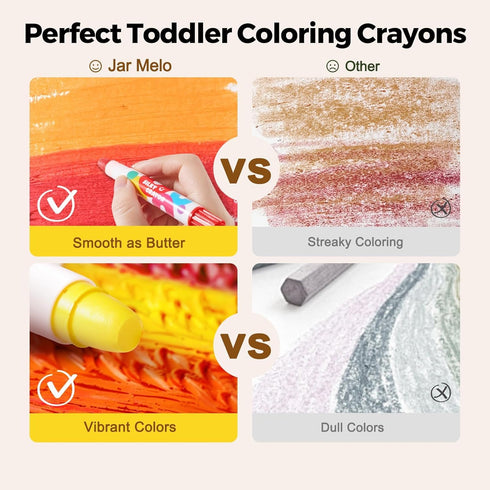 24 Jar Melo Jumbo Crayons for Toddlers, Colors TwistJoy Non Toxic Washable Crayon, Easy to Hold Large Crayons, Safe