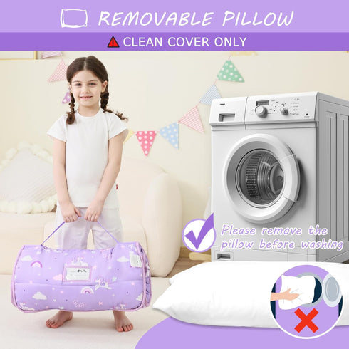 lasoftan Toddler Nap Mat with Pillow and Blanket, Extra Large Rolled Napping Mats,Slumber Bags for Boys Girls,Kids