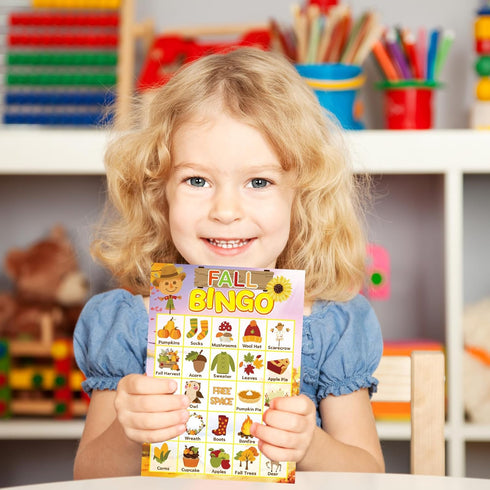 Fall Bingo Game for Kids - 24 Players Happy Harvest Thanksgiving Party Supply