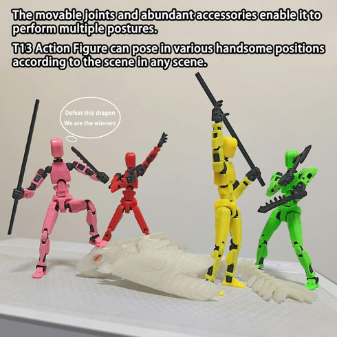 BVVLI T13 Set, 10PCS 3D 13 Dummy 13 Action Figure Robot Printed Toys Lucky Titan Action Figure with Multiple