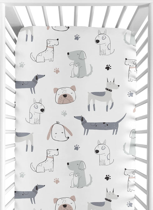 Sweet Jojo Designs Fitted Baby Crib Sheets (Puppy Dog) for Boys or