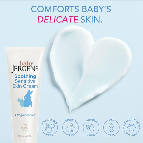 8 Oz Jergens Baby Soothing Sensitive Skin Cream, Cream for Infant Dry Skin, Baby Cream for Dry Skin
