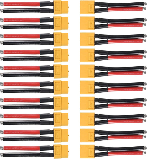 10 Pairs XT60 Plug Female and Male Connector with 12AWG Silicon Wire for RC Lipo Battery Cable Drone