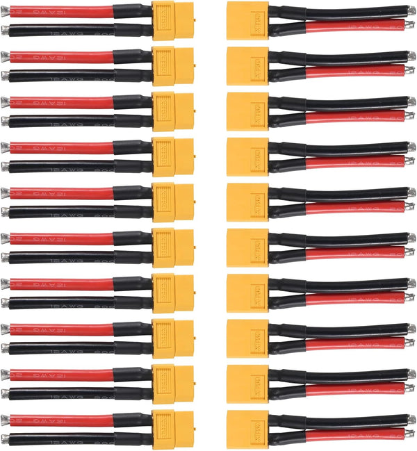 10 Pairs XT60 Plug Female and Male Connector with 12AWG Silicon Wire for RC Lipo Battery Cable Drone