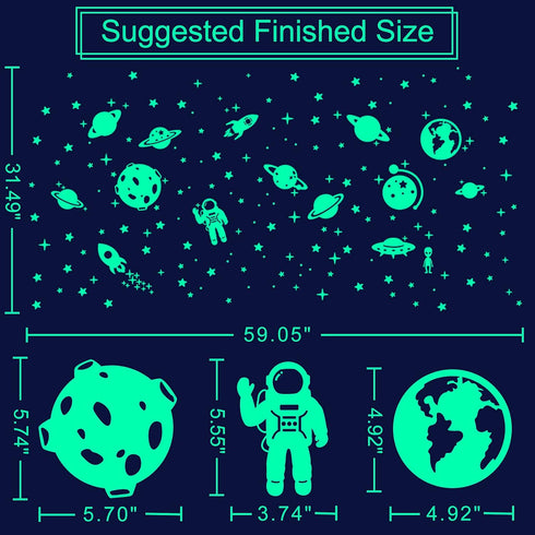 260 PCS Glow in The Dark Stars, Glowing Stars for Ceiling, Solar System Space Galaxy Wall Stickers for Kids