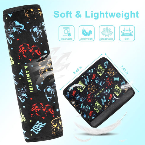 Amintiri Seat Strap Shoulder Pads for Kids, Seat Belt Cover for Children, Soft Furry Seat Belt Cushion for Travel