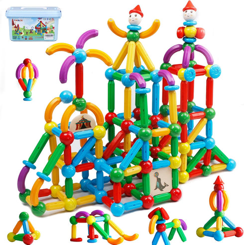 TOKBLOK 132Pcs Magnetic Building Blocks for Boys and Girls, Creative STEM Construction Toys for Kids Educational