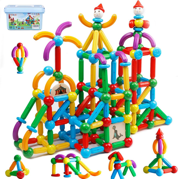 TOKBLOK 132Pcs Magnetic Building Blocks for Boys and Girls, Creative STEM Construction Toys for Kids Educational