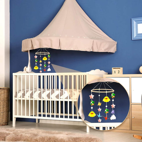 Baby Mobile DIY Kit - Nursery Wooden Frame Mobile Crib Bed Bell Ceiling Wind Chime Hanging DIY Frame Ornaments Handmade