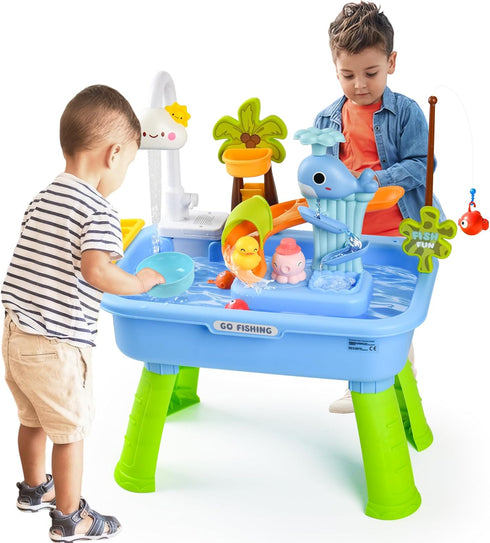 2026 Upgraded Toddler Sand Water Table Toy with Electric Water Pump, Kids