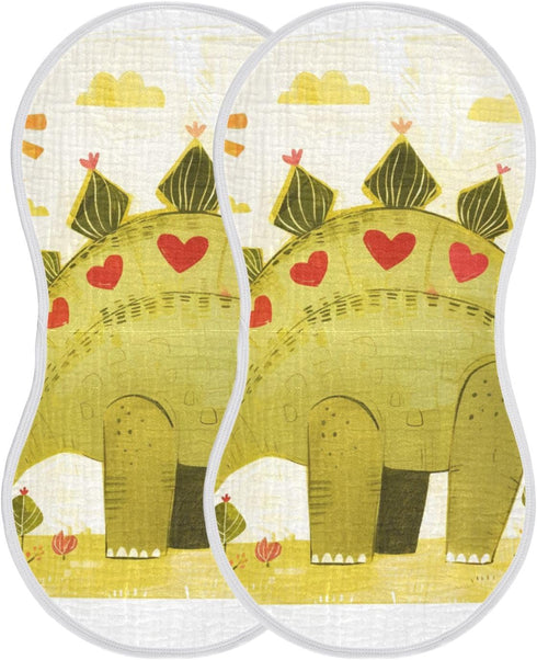 decor gift 4 Pack 22x11in Cotton Muslin Burp Cloths Large Good Absorbent? Doodle-Style Cartoon Dinosaur Heart-Shaped