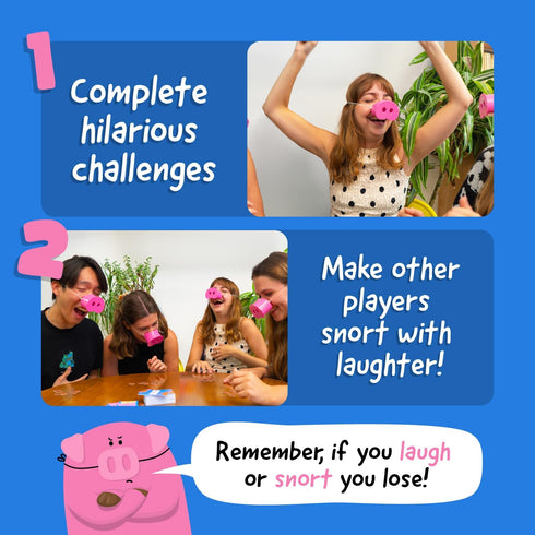 150 5 4-8 8+ Snort Funny The Oinkredible You Laugh You Lose Party Game, Family Games for Kids and Adults w/ Challenge