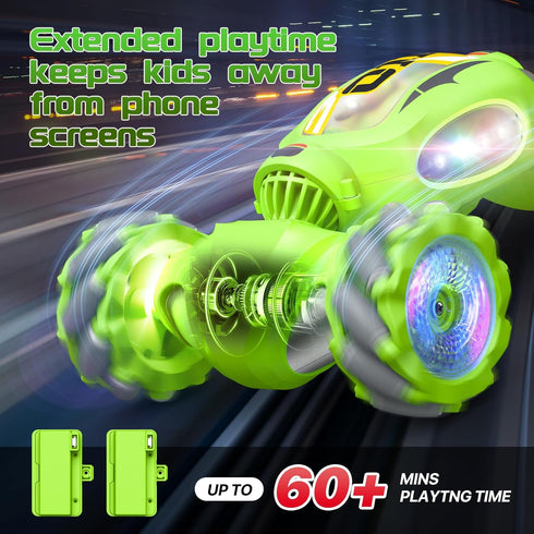 360-degree car,4WD 6-12 Resosese RC Stunt Cars Remote Control Car Double-Sided Driving Flips Rotating Toy All Terrain