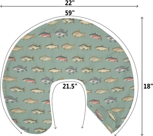 Lake Fishing Baby Nursing Pillow Covers for Boy Girl Freshwater Fishes Nursery Feeding Pillowcase for Breastfeeding