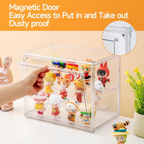 3 (1, Acrylic Display Cases for Collectibles, Tier Clear Shelf Boxes for Figures, Miniature Dustproof and Stackable