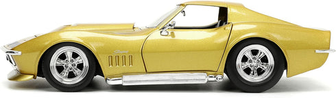 1:24 1969 ZL-1 Jada Toys Big Time Muscle Chevy Corvette Stingray Die-cast Car Gold, Toys for Kids and Adults