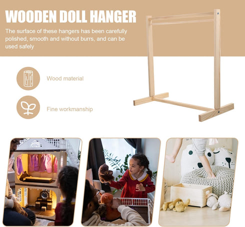 Kisangel Wooden Clothing Rack 1pc Doll Clothes Rack Miniature Garment Rack for Dollhouse Supplies (40CM) Doll Hangers