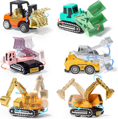 3 4 5 6 Set Oriate Diecast Construction Trucks Toys For Boys Girls Age Years Old, Pull Back Cars For Engineering