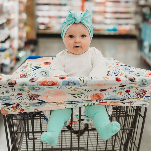 Floral Pattern Car Seat Cover and Nursing Cover - Soft and Stretchy