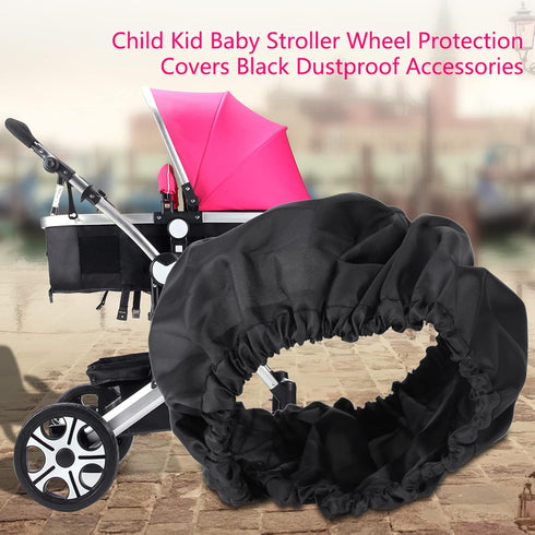 4 Pieces Dustproof Stroller Wheel Covers, Generic Accessories for Pram, Size S