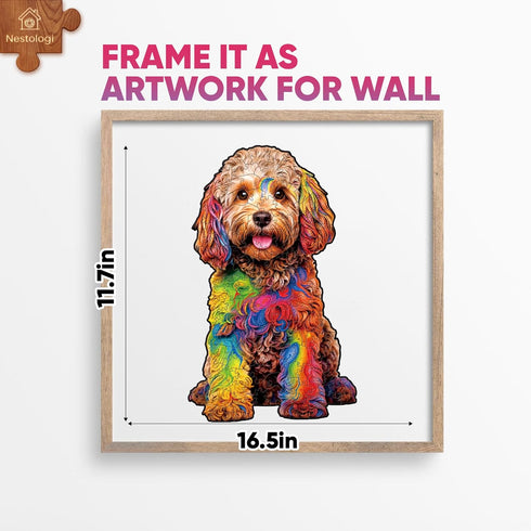150 5 Labradoodle Dog Wooden Jigsaw Adult Puzzle by Nestologi, Unique Animal Puzzle, Goldendoodle Gift for Family