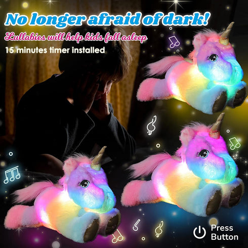Girls,13" Cuteoy Glowing LED Unicorn Light-up Nightlight Toys Musical Plush Stuffed Animal Singing Lullabies Birthday