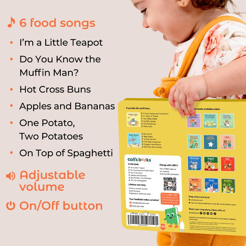 1-3 Cali's Books I'm a Little Teapot Music Book for Toddlers Years Old - Food Musical Books, Interactive Baby Sound
