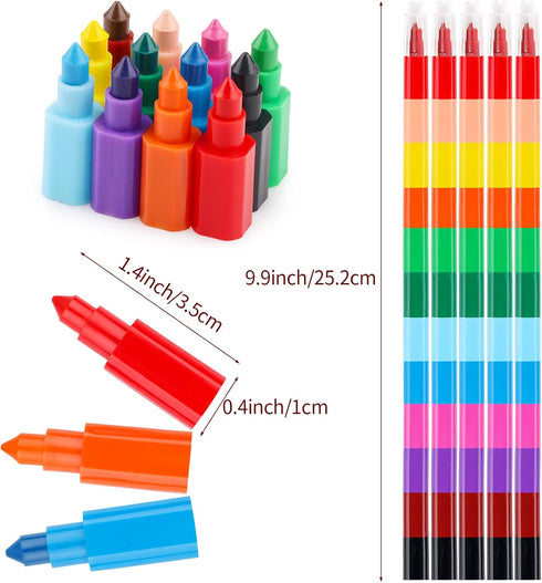 Hxezoc 20 Pieces Stacking Crayons Stackable Buildable Crayons Colorful Party Favors DIY Rainbow Pencils Stackable Crayons for Kids School Office Birthday Party Supplies, 12 Colors by Hxezoc