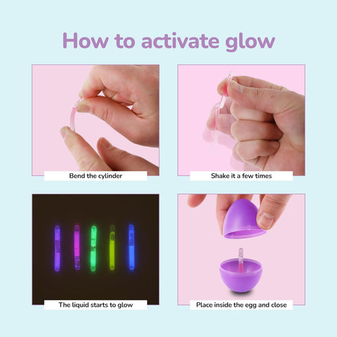 Set 102 144 ArtCreativity Glow in the Dark Easter Eggs - Eggs and Glowsticks - Multiple Colors for a Glowing Spectacle