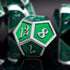 Haxtec 7 Die Metal DND Dice Set, Green Elven Goblin D&D Dice Compatible with Dungeons and Dragons RPG
