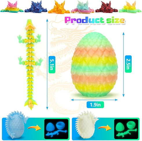 bgezxuy 3D 3D (12pcs-withoutkeychain) Mini Printed Dragon Eggs with Dragon Inside, Articulated Crystal Dragons Printed