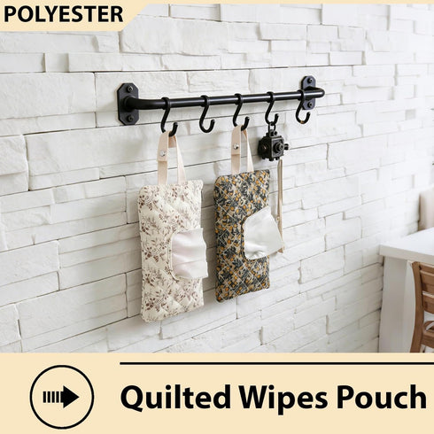 Generic Quilted Baby Wipe Holder,Quilted Baby Diaper and Wipes Pouch,Floral Diaper Pouch Portable,Reusable Wipes