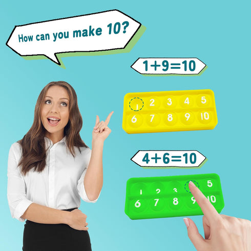 Ten Frame Pop Board - Fidgets for Classroom, Sensory Toys for Counting Math, Montessori Educational Gift