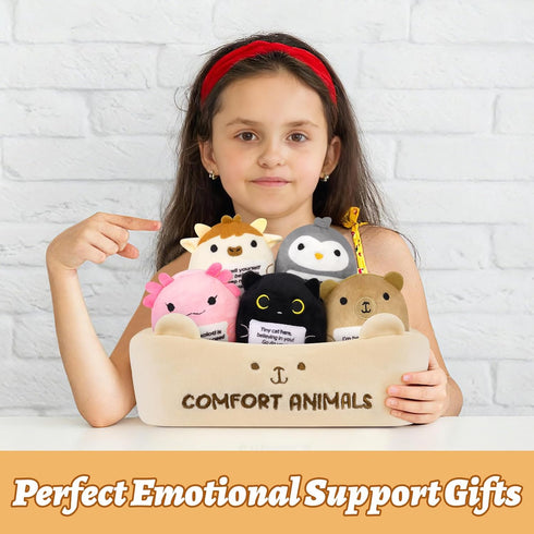 Set,6 Emotional Support Plush Animal Pcs Cute Animals Plush Toys and Fun Stuffed Animals with Positive Words,Soft