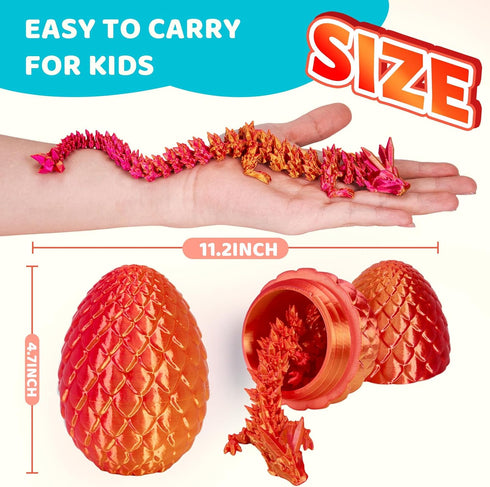 12" 3D 3D 5-7 4-6 8-12 Cessfle Prefilled Easter Eggs with Printed Dragons Inside, Printer Articulated Crystal Fidget