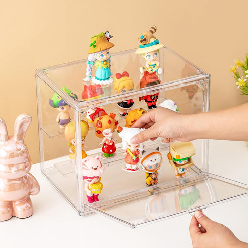 3 (1, Acrylic Display Cases for Collectibles, Tier Clear Shelf Boxes for Figures, Miniature Dustproof and Stackable