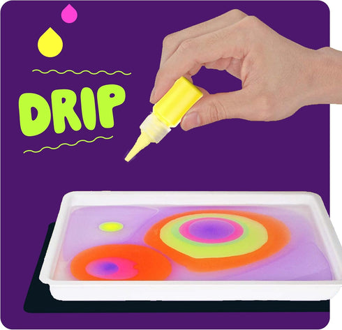 Glow in The Dark Marble Paint Kit for Kids - Water Marbling Painting Art Set for Ages 6-12, Birthday Gifts Toys