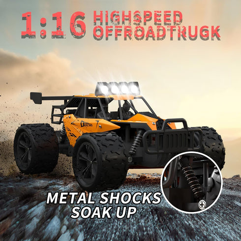 Great-JUNAMT 1:16 2.4GHz 20 4-7 8-12 6-12+(Orange) Remote Control Car Monster Truck Toys Scale RC Car For Boys High